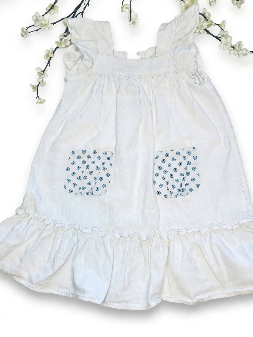 Cotton On White Sundress with Blue Dot Pockets